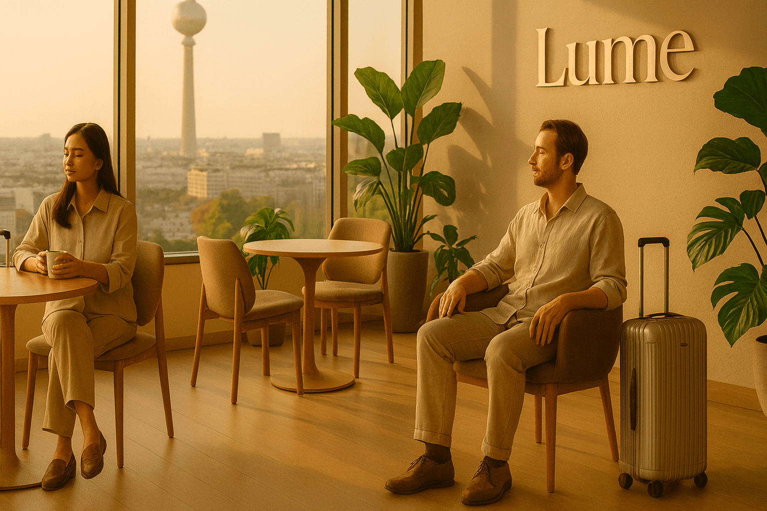 Guests connecting in Lume common area